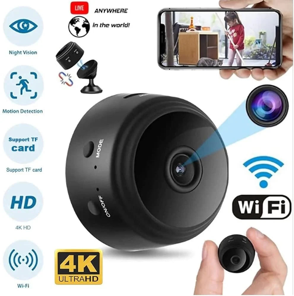 BharatRad 4K Mini Wi-Fi Security Camera | Night Vision CCTV | Motion Detection | Rechargeable | Watch Live from Anywhere in India