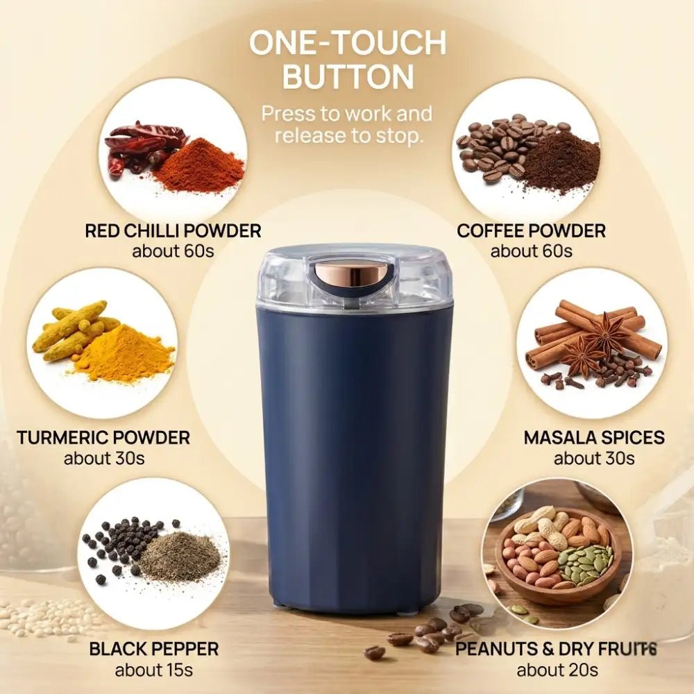 Portable Mini Mixer Grinder | One-Touch Grinder for Spices, Nuts & Herbs